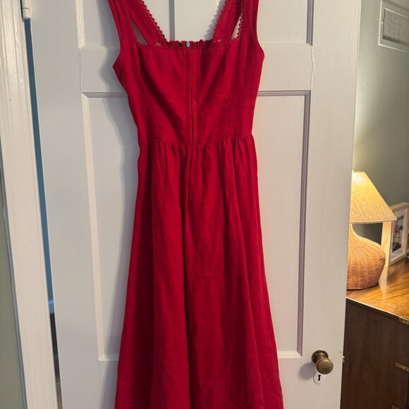Reformation Tagliatelle Linen Dress - size 4 - Red - Picture 3 of 5